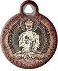 Dog Tag Art Buddha Religious Pet ID Tag for Dogs and Cats, Silent Polymer Coated Stainless Steel Nametag with with Customized Identification Information - Large 1.25" Diameter