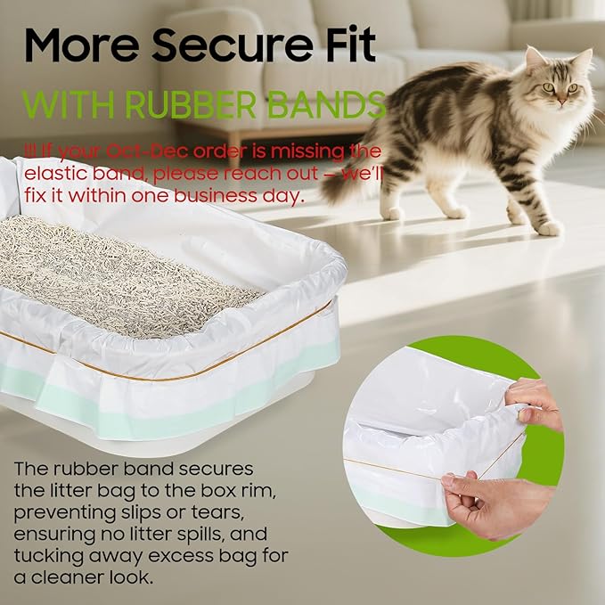 42 Count Cat Litter Box Liners, Drawstring Large/Jumbo Cat Litter Liner Bags For Litter Box, Kitty Litter Liner Heavy Duty Pre-Separated 36" x 16"