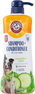 Arm & Hammer for Pets 2-in-1 Shampoo & Conditioner for Dogs, Value Size Bottle with Pump | Dog Shampoo & Conditioner in One | Cucumber Mint, 24 Ounce Bottle Dog Shampoo and Conditioner for All Dogs