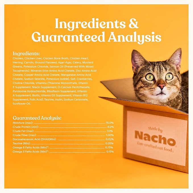 Made by Nacho Premium Wet Cat Food Grain-Free Pate Cans (Chicken and Herring - 6 Pack, 5.5 Ounce)
