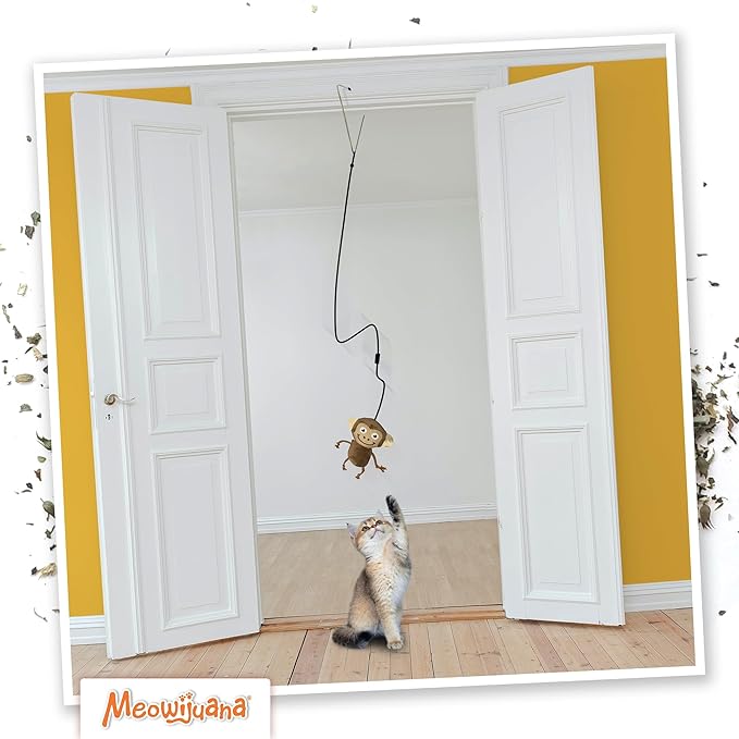 Meowijuana Jump 'n' Jamb Door Hanging Cat Toy | Funky Monkey | Refillable Interactive Catnip Toy | Promotes Play and Cat Health | Includes Potent Catnip Grown in North America