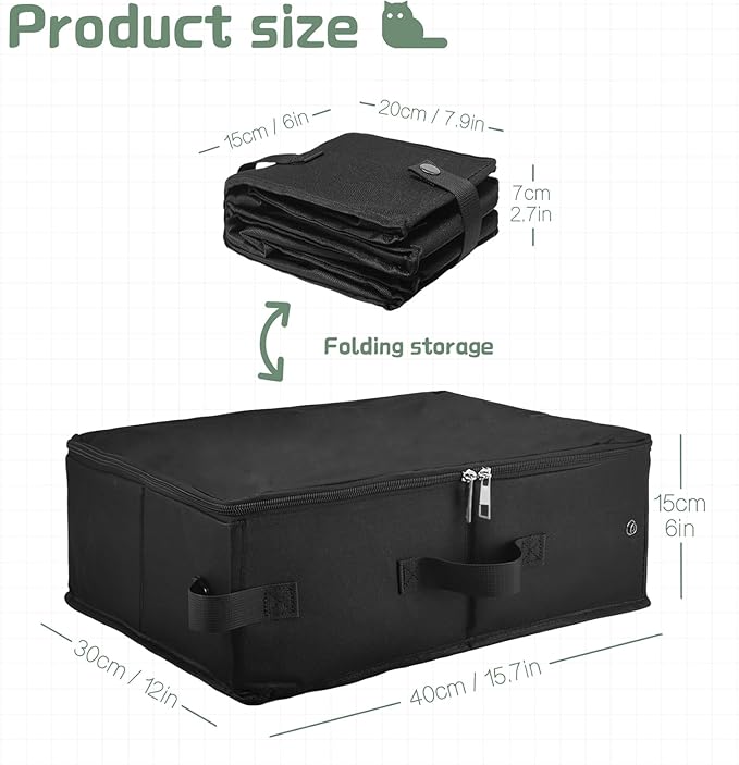 Portable Travel Litter Box for Cats, Foldable Cat Litter Box with Zipped Lid - Waterproof & Leak-Proof Collapsible Tray for Car, Hotel, Camping