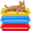 Tessco for you 3 Pcs Kitten Litter Box 17.3 x 13.6 x 1.6 Inch Shallow Low Entry Open Cat Litter Box Waterproof Plastic Small Rabbit Pan Tray Travel Toilet for Senior Cat Kitten Training