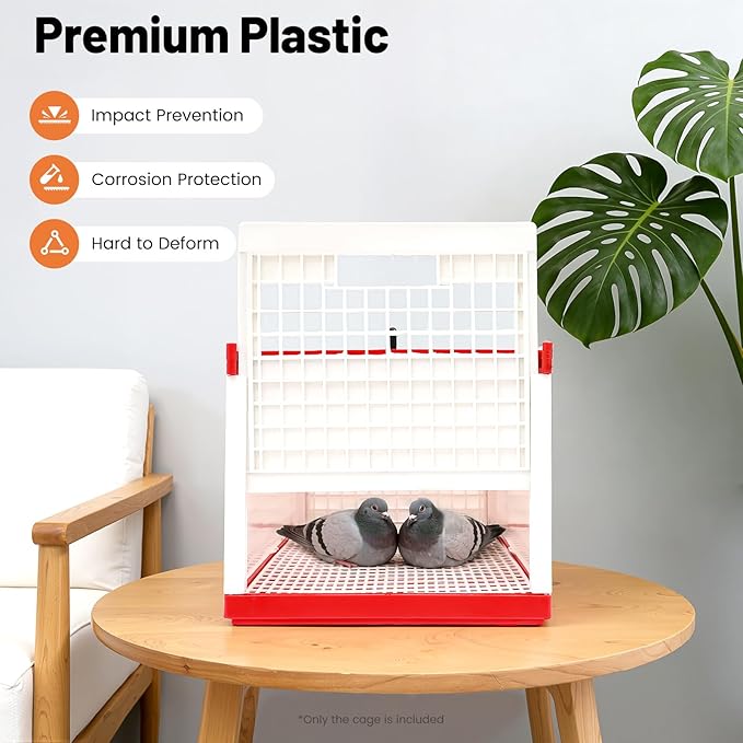 Plastic Foldable Pigeon Carrier Cage, Racing Pigeon Carrier Box with Handle 23.6"X12.2"X10.2" Portable Bird Travel Carriers Cage Bird Training Basket with 2 Side Doors and 2 Top Department