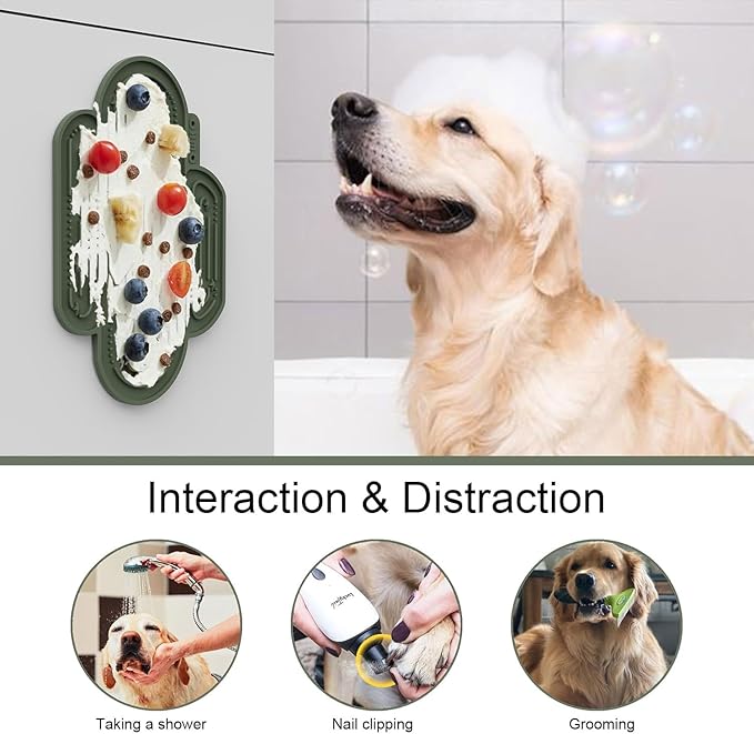 OHMO Lick Mat for Dogs and Cats Large(2 Pack) Cactus Design Easy to Clean Pet Slow Feeder with Suction Cups, for Anxiety Relief and Boredom Reduction