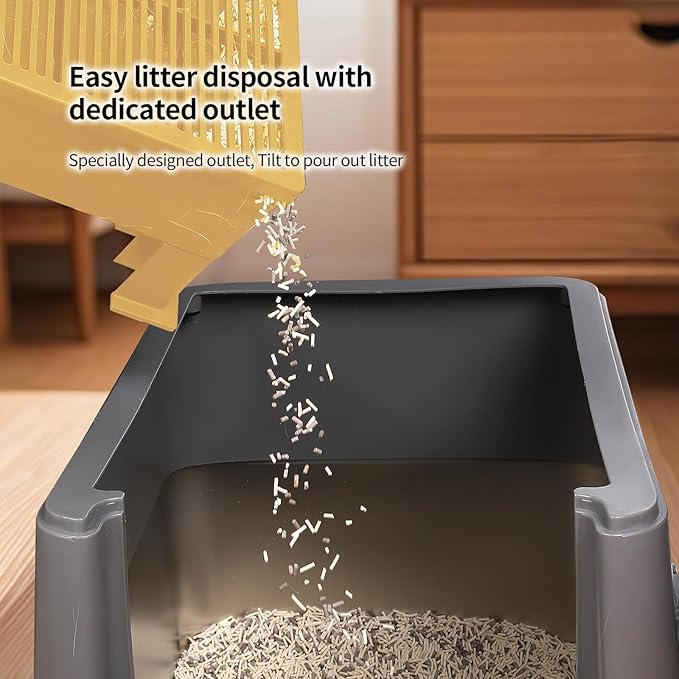 PAKEWAY Cat Ramp for Litter Box, Adjustable Elevated Cat Litter Box Step, for Automatic Litter Boxes & High - Entrance Litter Boxes - Ideal for Small & Elderly Cats