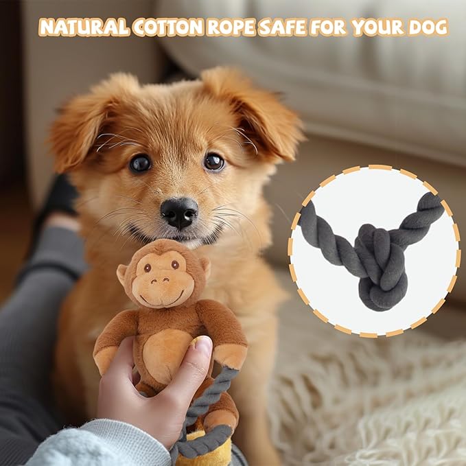 Plush Squeaky Dog Toys - Durable Cute Animals Toy for Indoor Play with Small, Medium and Large Dogs (Rabbit), pink