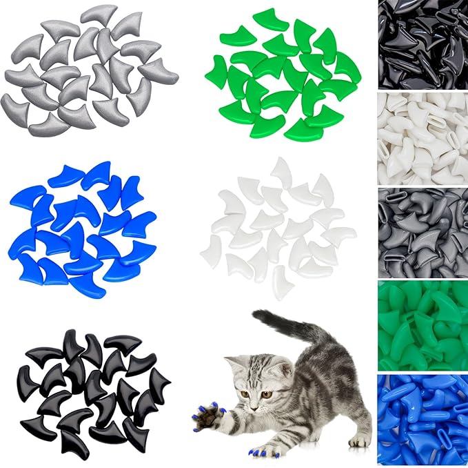 VICTHY 100pcs Boy Cat Nail Caps | Cat Nail Covers Cat Claw Covers for Boy Cat with Adhesive Glue and Applicators (L)