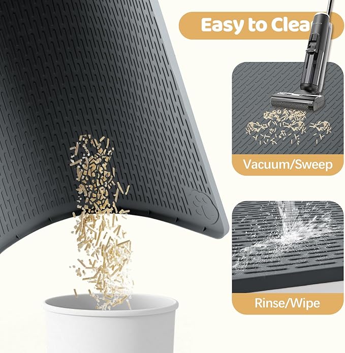 Cat Litter Mat, XL Extra Large 57" x 40" Silicone Mat Litter Trapping Mat for Scatter Control, Soft on Kitty Paws, Easy to Clean (Dark Grey)