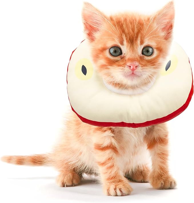 Kitten Cones After Surgery 0-6 Months, Donut Extra Small Kitten Cone Collar Soft to Stop Licking Neck, Elizabethan e Collar for Recovery, xs Small Cat Cone Spray, Pet Soft Cone for Cats Apple S