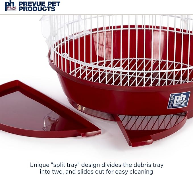 Prevue Pet Products Classic Round Bird Cage - Ideal for Finches, Canaries, Parakeets, and Other Small Birds, Indoor Traditional Style Birdcage with Circular Hook for Hanging - Red