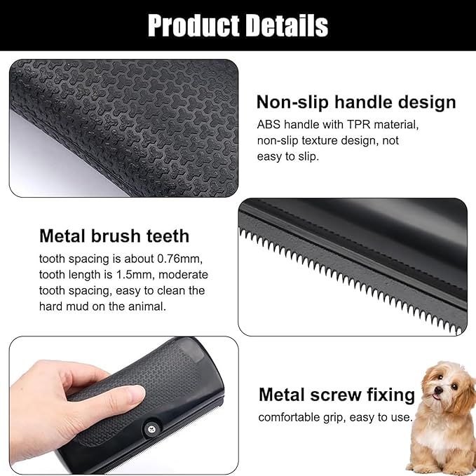 Deshedding Dog Brush, New Deshedding Brush for Dogs, Cats & Horses, Pet Hair Remover Comb for Shedding, for Matted & Loose Hair (Black)
