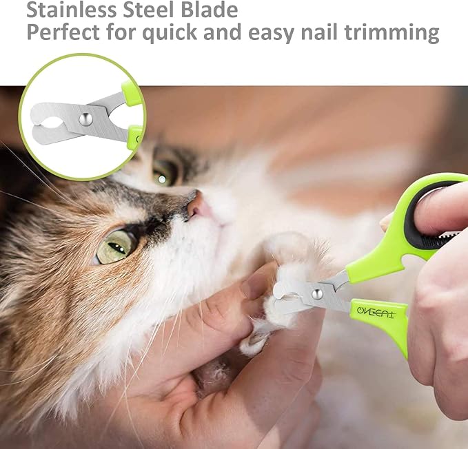 OneCut Pet Nail Clippers, Update Version Cat & Kitten Claw Nail Clippers for Trimming, Professional Pet Nail Clippers Best for a Cat, Puppy,Rabbit, Kitten & Small Dog,Sharp & Safe (Green)