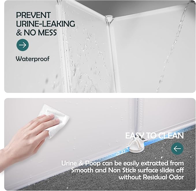 MEEXPAWS Cat Litter Box Enclosure Splash Guard Extra Large 28L × 21.5W x 18H inch, Light Weight Plastic Sheets Easy Clean (White)