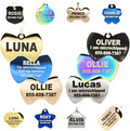 Engraved Dog Tags Personalized - Stainless Steel Engraved Dog Cat ID Tags Front & Back up to 8 Lines of Text Color Plating Gold, Rose Gold, Blue, Black, Nebula Bow-Tie Regular