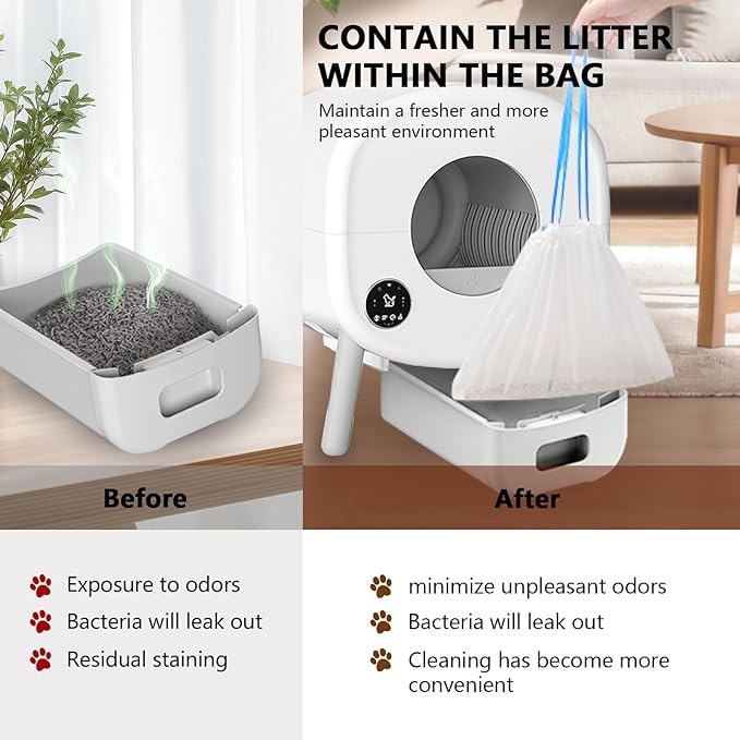 120 Count Cat Litter Box Liners for Fumoi and Fsitego Self Cleaning Litter Box, Extra Thick Heavy Duty Cat Litter Bags Replacement, 3-4 Gallons of Capacity