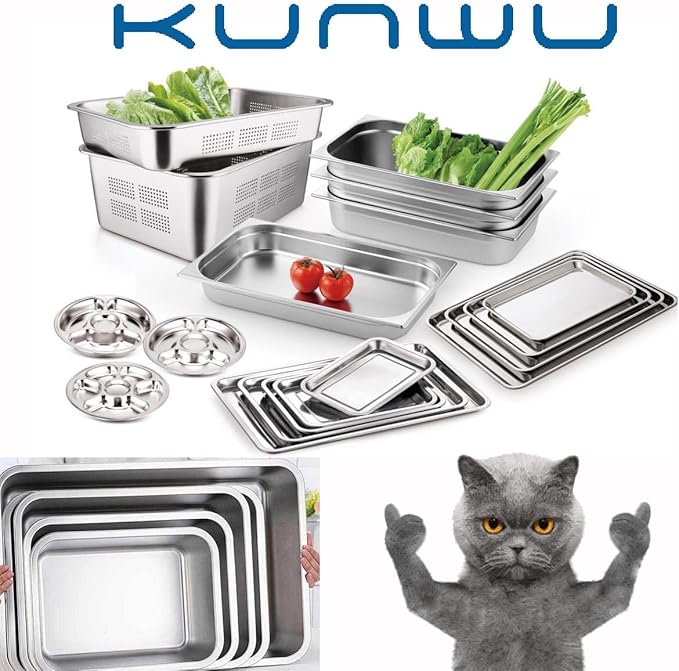 KUNWU Stainless Steel Pet Litter Box 24"x16"x2.75" for Cat, Dog & Rabbit, Corrosion Resistant Easy Clean No Residue Build Up Never Absorbs Odor Stains Rusts Durable Pan (XL (24"x16"), 2.75" Deep)