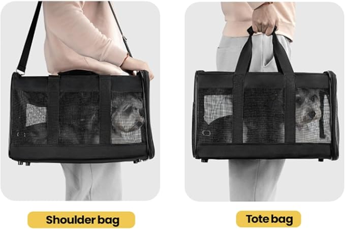 Movelo, Pet Carrier with Two Entrances – Top & Side Opening Soft-Sided Travel Carrier for Cats & Small Dogs up to 25 lbs – Airline Approved, Mesh Ventilation, Removable Pad & Shoulder Strap