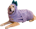 DERPYCHAPPY Premium Dog Towel Robe & Dog Bathrobe for Drying Dogs Made in Korea | Super Absorbent Quick & Adjustable Microfiber Bath Towel for Cats & Puppy Robes After Bath | Drying Coat (Lavender,XL)
