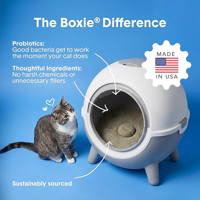 BoxiePro BOT Probiotic Cat Litter for Automatic Litter Boxes, Continuous Odor Control, Clumping Clay Kitty Litter, Odor Eliminating Probiotics, Low Dust, No Fragrances, 16 lb