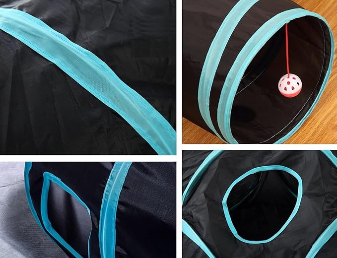 Cat Tunnels, Pet Ferret Rabbit Bunny Tunnels Tubes Subway Habitats, S-Style, DIY Cat Peekaboo Maze House Tent Bed, Kitten Interactive Toy (S Type: 3 Way Tubes)