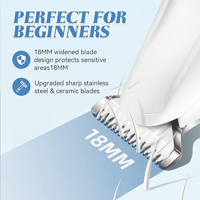 Dog Paw Trimmer Low Noise, Electric Clippers for Dog's & Cat's & Rabbit's, Pet Paw Trimmer with LED Light, Paw Cleaner USB Rechargeable, Grooming Shaver for Pet Feet Eyes Face Ears Rump Hair