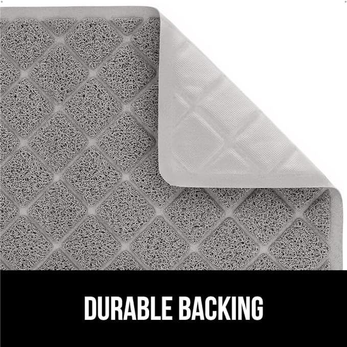 GORILLA GRIP Cat Litter Box Mat, Water Resistant, US Designed Kitty Litter Trapping Mats, Easy to Clean, Scatter Control, Less Mess and Clean Floors, Kitten Supplies for Indoor Cats, 24x17 Grey