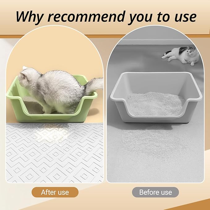 Cat Litter Mat 28"x20" – Extra Large Silicone Litter Trapping Mat, Waterproof, Non-Slip, Easy to Clean, Soft & Durable Floor Mat for Cats & Pets (Translucent, 28 * 20”)