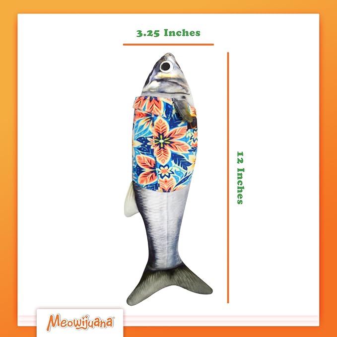 Meowijuana Kicker Toy for Cats | Get Kickin' Big Fishy Tourist | Refillable Kicker Catnip Toy | Promotes Play and Cat Health | Includes Potent Hand Harvested Catnip Grown in North America