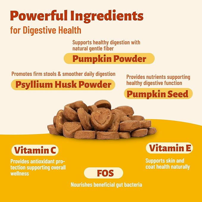330 Bites Pumpkin Cat Treats, Natural Cat Treats Healthy with Pumpkin Powder for Cats, Psyllium Husk, Digestive Support Kitten Snacks for Stool Firm & Gut Health