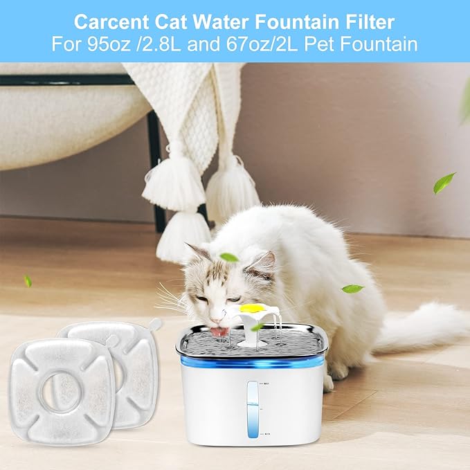 Cat Water Fountain Filters - 16 PCS Replacement Filters & Sponges for 95oz & 67oz Fountain