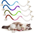 AGYM 4 Pack Interactive Cat Chew Rope Toys - Durable Hand-Woven Cotton Teaser Sticks with Jingle Bells - Safe Teeth Cleaning & Teething Toys for Indoor Cats, Kittens, and Aggressive Chewers
