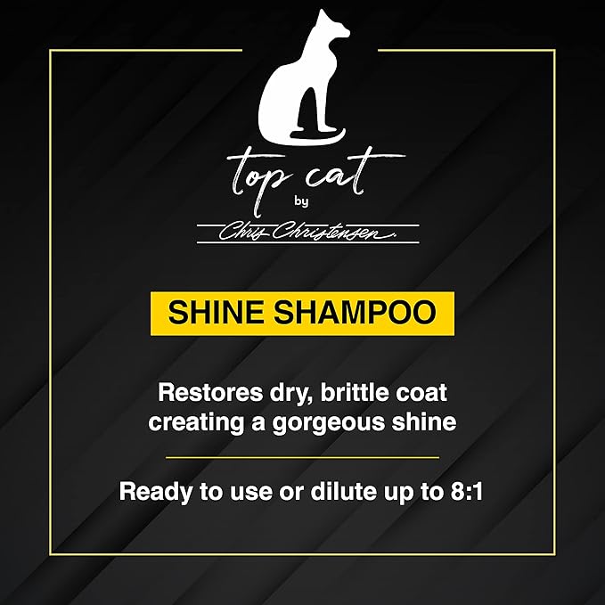 Chris Christensen Top Cat Shine Shampoo for Cats, Groom Like a Professional, Restores Dry & Brittle Coat, Creates a Gorgeous Shine, Made in USA, 16 oz