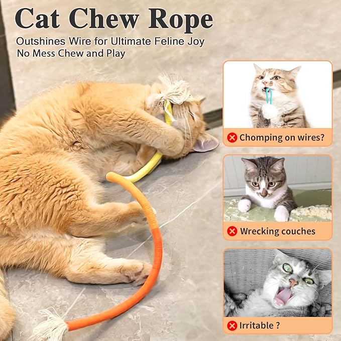 Retro Shaw Cat Toys Ropes 3Pcs with Refillable Natural Catnip, Safe Teeth Cleaning Kitten Chew Toys for Indoor Cats, Interactive Kitty Nip Kicker String Toy 23.6 Inches
