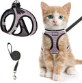 Cat Harness and Leash for Walking Escape Proof, Adjustable Kitten Vest Harness Reflective Soft Mesh Puppy Harness for Outdoor, Comfort Fit, Easy to Control (Lpink, XS)