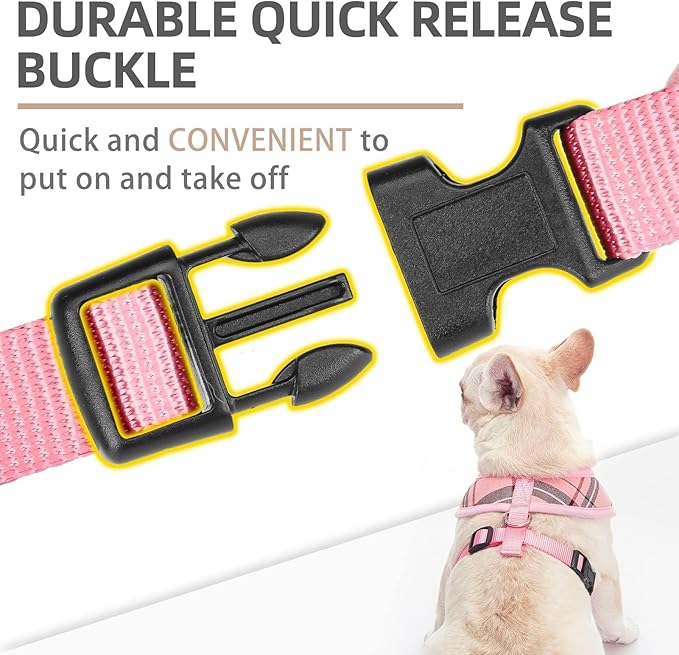 PUPTECK Soft Mesh Dog Harness and Leash Set Pet Puppy Cat Comfort Padded Vest No Pull Harnesses, Light Pink, M