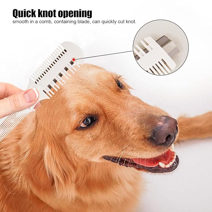 VINGVO Pet Hair Trimmer - 2 in 1 Trimming Grooming Hair Cutter Manual Dog Cat Pet Grooming Comb with Replacement Blade