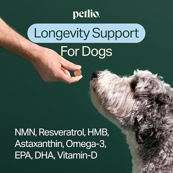 Longevity+ Dog Health Supplement - Dog Vitamins and Supplements for Joint, Muscle, Immune, and Cognitive Health - Vet-Formulated and Made in the USA - for Large Dogs 60 lbs or Greater - 30 Day Supply
