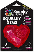 Spunky pup Squeaky Gems Heart Dog Toy | Fun Squeak | Crazy Bounce Gem Cut Shape that Floats | Non-Toxic Rubber | Dishwasher Safe | Perfect Toys for Small to Medium Breeds