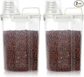 3-5Lbs Airtight Small Cat Dog Pet Food Storage Containers BPA Free, with Large Pour Spout/1 Measuring Cup/ 4 Safety Locks and Double-layer Silicone Strip (Off White 2Pack)