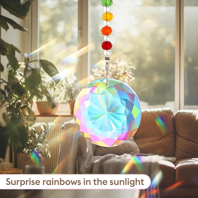 free-space Rainbow Bridge Pets Personalized Crystal Light Catcher Cat/Dog Keepsake Pet Loss Sympathy Gift (Round)