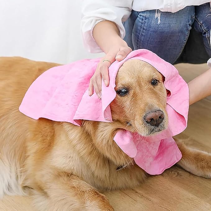 GabeFish Super Absorbent Shammy Dog Towels Quick Dry Eco-Friendly Soft Multifunctional Pets Cats Towel Packs Large 5PC