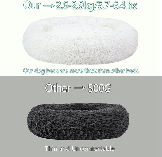 Calming Dog Bed for Big Dogs, 39'' Round Anti-Anxiety Warm Fluffy Plush Faux Fur Bed, Soft Anti-Slip Donut Washable Big Pet Bed, Cozy Big Dogs Bed, Fits up to 100 lbs Pets