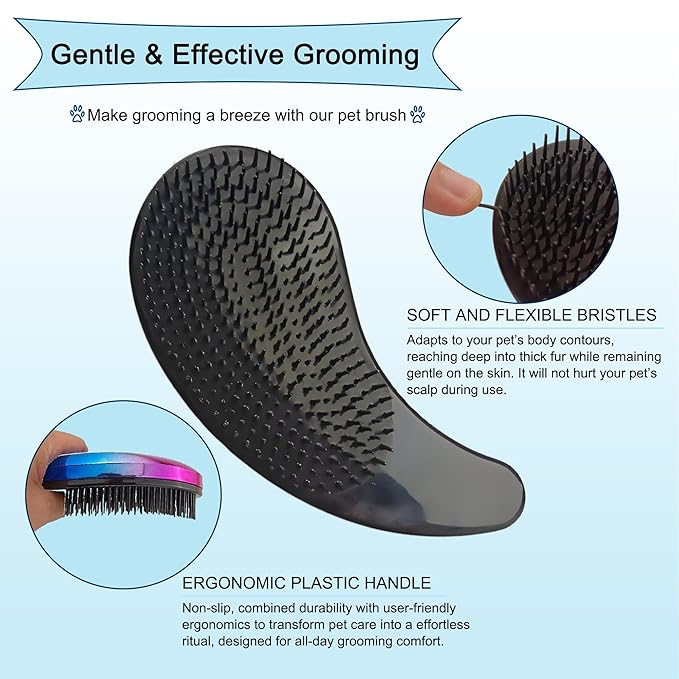 Gentle Grooming Puppy Brush with Gift Box ， Fit for Small Dog ， Yorkie, Shih Tzu, Maltipoo, Maltese and Pomeranian ，Toy Poodle Accessories, Soft Bristle (Gradient Color)