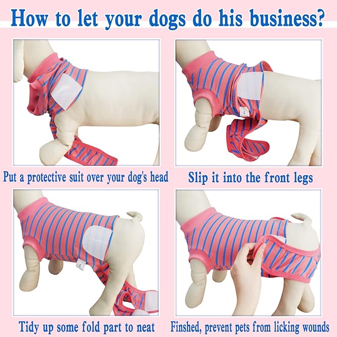 Dog Surgery Recovery Suit, Recovery Shirt for Male Female Dog Cats, Cone E-Collar Alternative Abdominal Wounds Spay Bandages Onesie, Anti-Licking Pet Surgical Recovery Suit,Pink X-Large