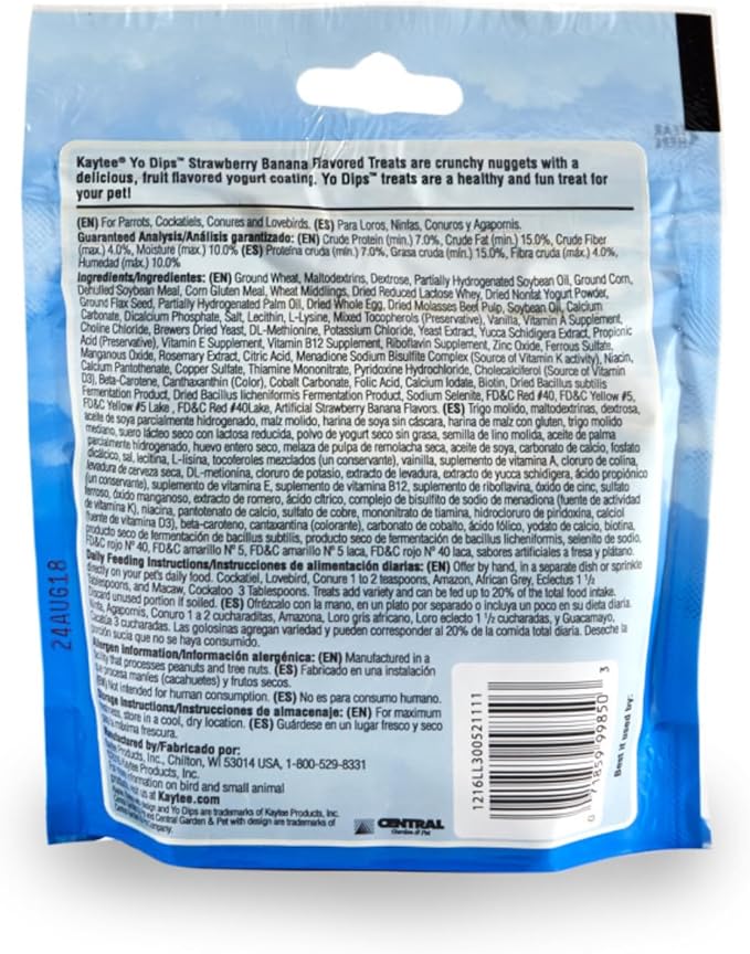 KayteeYo Dips Treat for All Pet Birds - Strawberry Banana Size 3.5 oz (Pack of 1)