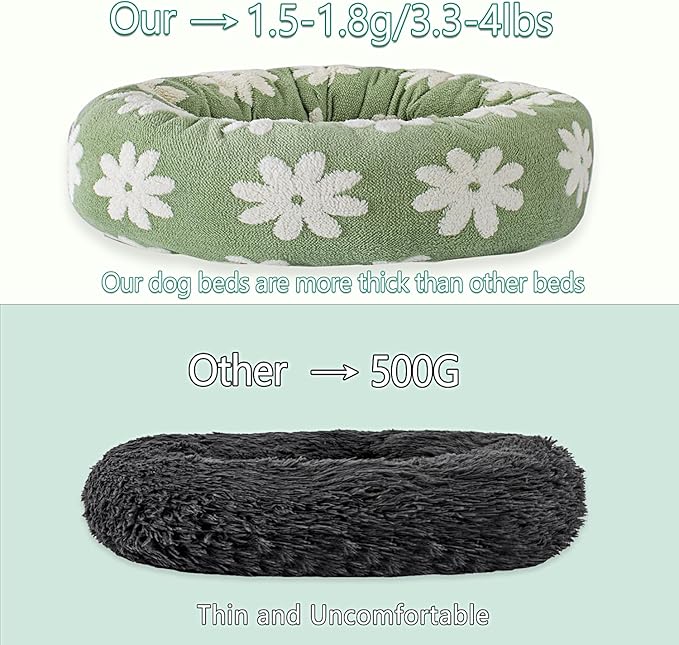 31 Inch Calming Dog Bed for Medium Dogs, Round Anti-Anxiety Warm Bed, Soft Cozy Anti-Slip Donut Washable Pet Bed, Fits up to 50 lbs Pets