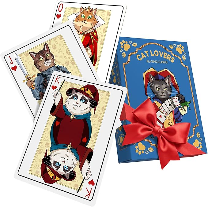 Cat Playing Cards Themed Deck for Adults - Collectible Card Games for Teens, Women and Men - Card Games For Adults on Family Game Night - 54 Cards for Solitaire or Poker - Fun Gifts for Cat Lovers