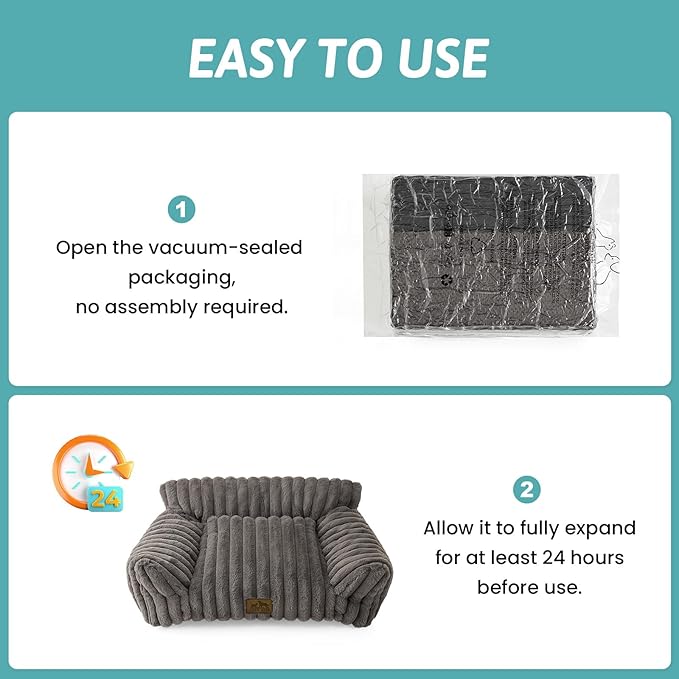 Cute Cat Couch, Fluffy Sofa Bed for Cats and Small Dogs, Premium Faux Rabbit Fur Cats beds for Indoor Cat, Ultra-Soft Supportive Pet Couch Furniture (Grey, S: 25.5''x17.5'')