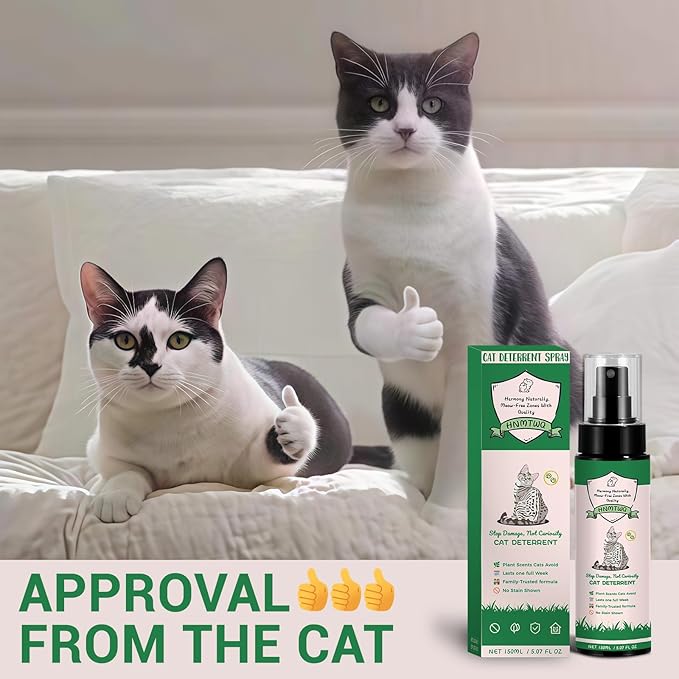 Cat Deterrent Spray for Indoor Cats – Natural & Safe Cat Repellent to Stop Scratching & Spraying, Protect Furniture, Sofa, Carpet & Curtains, Pet-Safe No Harsh Chemicals.(150ml/5.28oz)